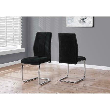 DAPHNES DINNETTE 39 in. Black Velvet & Chrome Dining Chair - 2 Piece DA3070091